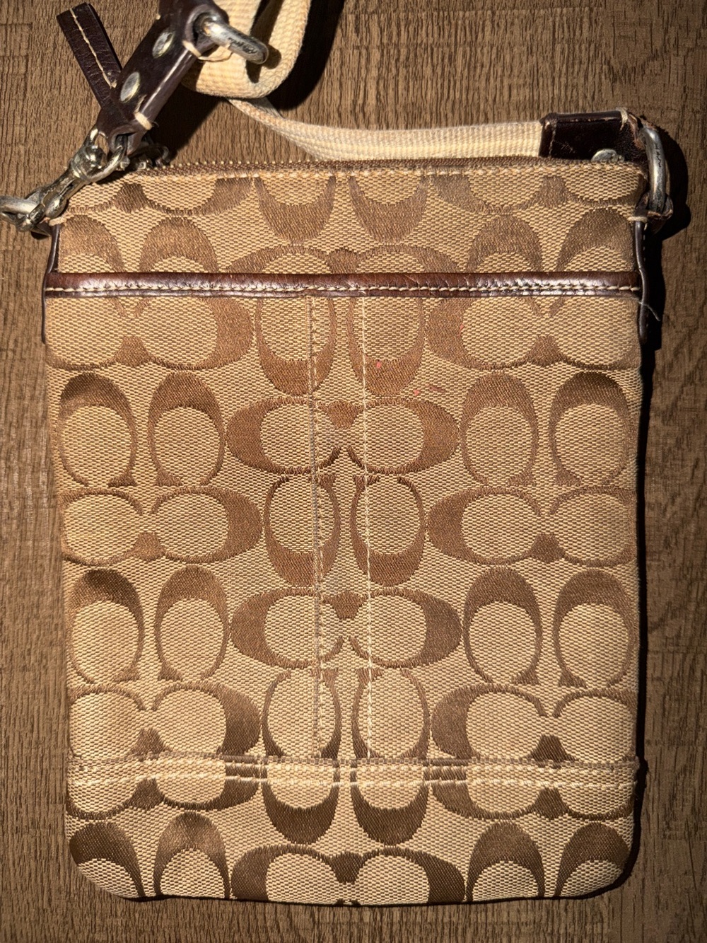 Coach Brown Leather-Trim Small Crossbody